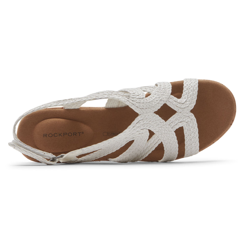 Rockport Womens Sandals White - Briah Braided - UK 437-CODGQF